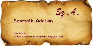 Szarvák Adrián névjegykártya