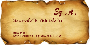 Szarvák Adrián névjegykártya
